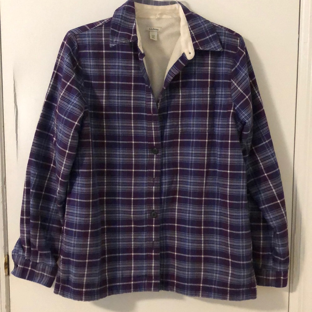 LLBEAN fleece lined flannel shirt size XXS